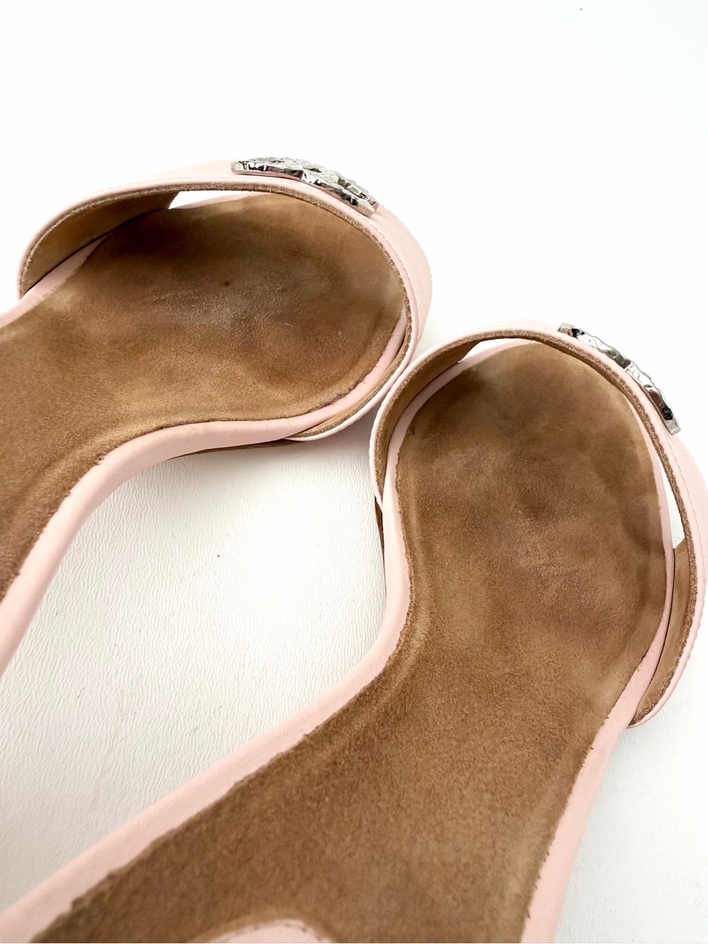 CHANEL | CC Logo Kitten Heel Mule Sandals Rose Pink Leather Open Toe EU 41 - Picture 9 of 13